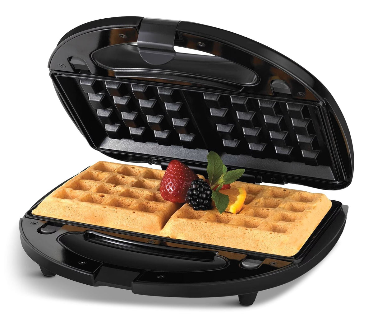 Black & Decker 4-in-1 Round Compact Waffle Maker with Interchangeable Plates & Indicator Lights