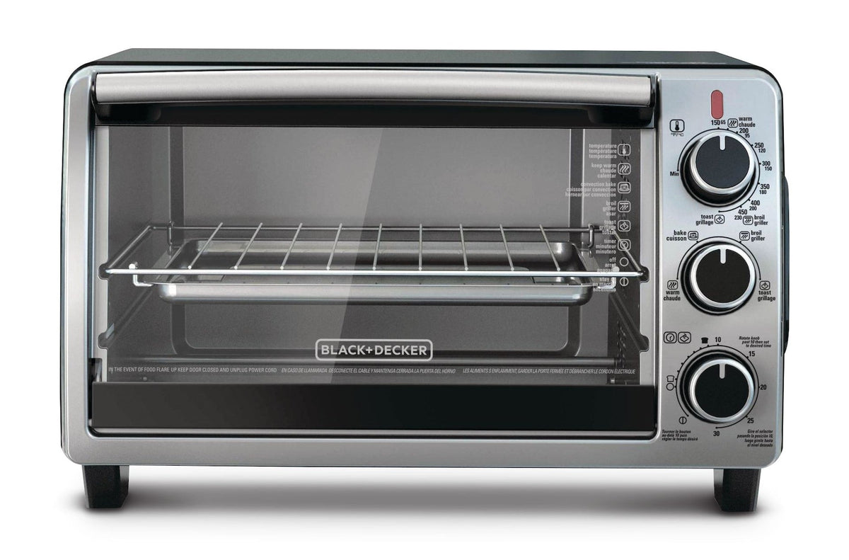 Black & Decker Toaster Oven with 4 Functions, Stainless Steel, 6-Slices