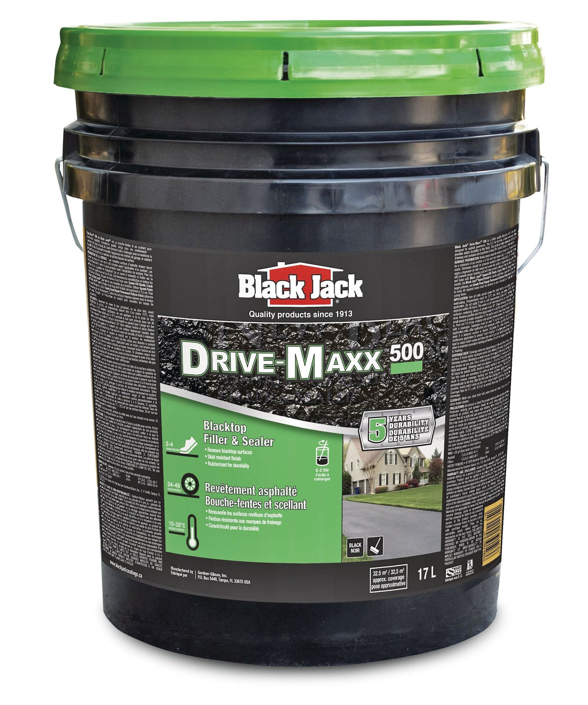 Black Jack Drive-Maxx 500 5-Year Asphalt Driveway Filler & Sealer, 32.5 sq. m Coverage, 17-L