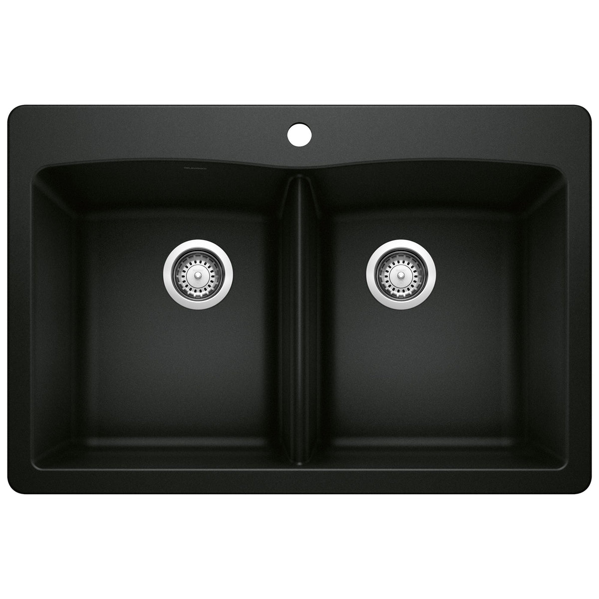 Blanco 50/50 Double Bowl Dual Mount Kitchen Sink, Black, 33-in