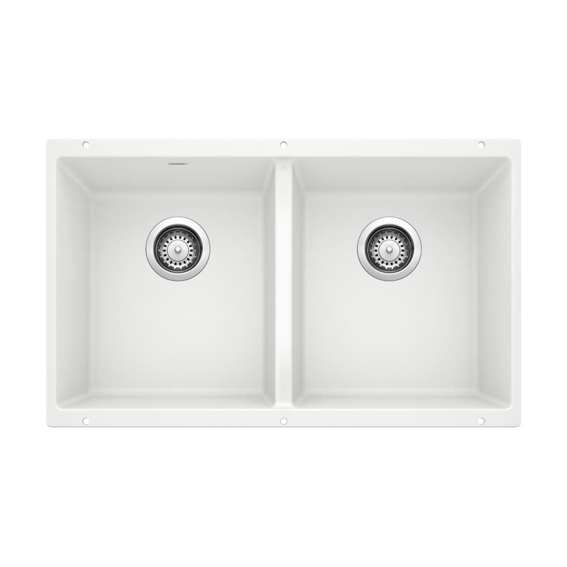 Blanco Precis SILGRANIT 29-in 50/50 Double Bowl Undermount Kitchen Sink, White