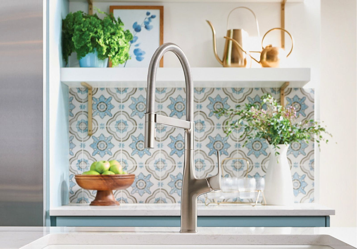 Blanco Rivana Semi-Pro Pull-Down Dual-Spray Kitchen Faucet, PVD Steel