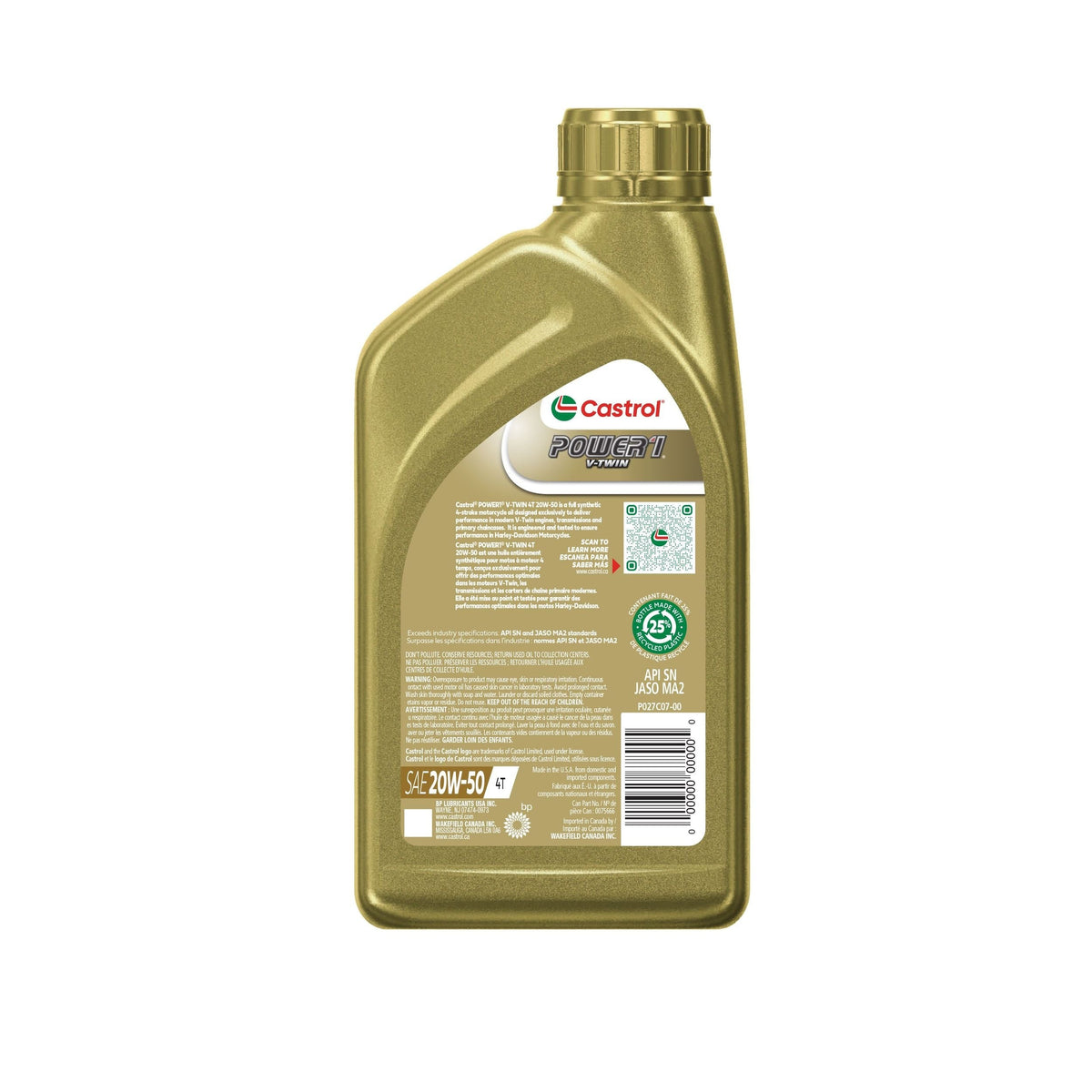 Castrol Power 1 Motorcycle Oil 4T 10W40, 946mL