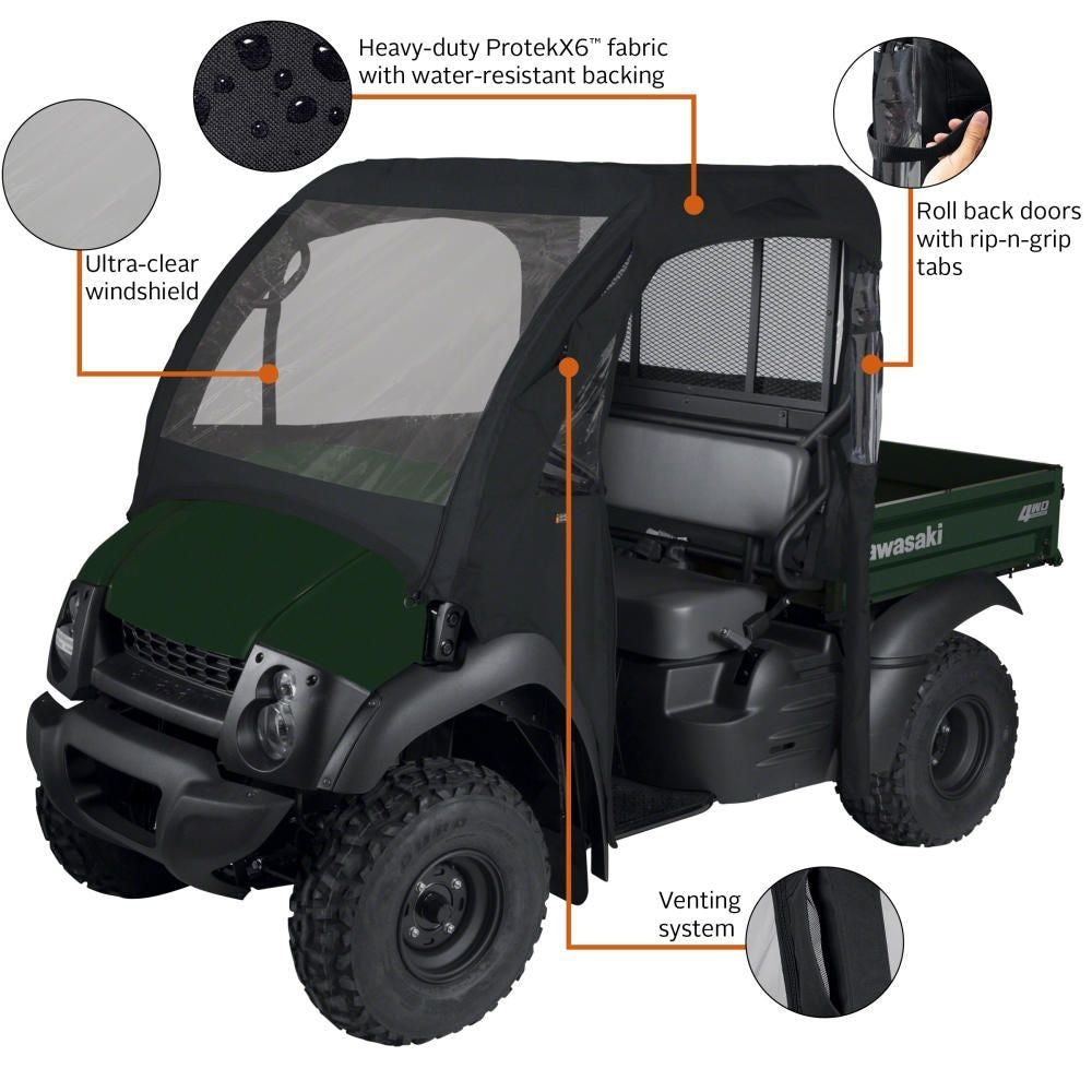 Classic Accessories QuadGear UTV Cab Enclosure, Fits Kawasaki Mule 600 & 610, Black