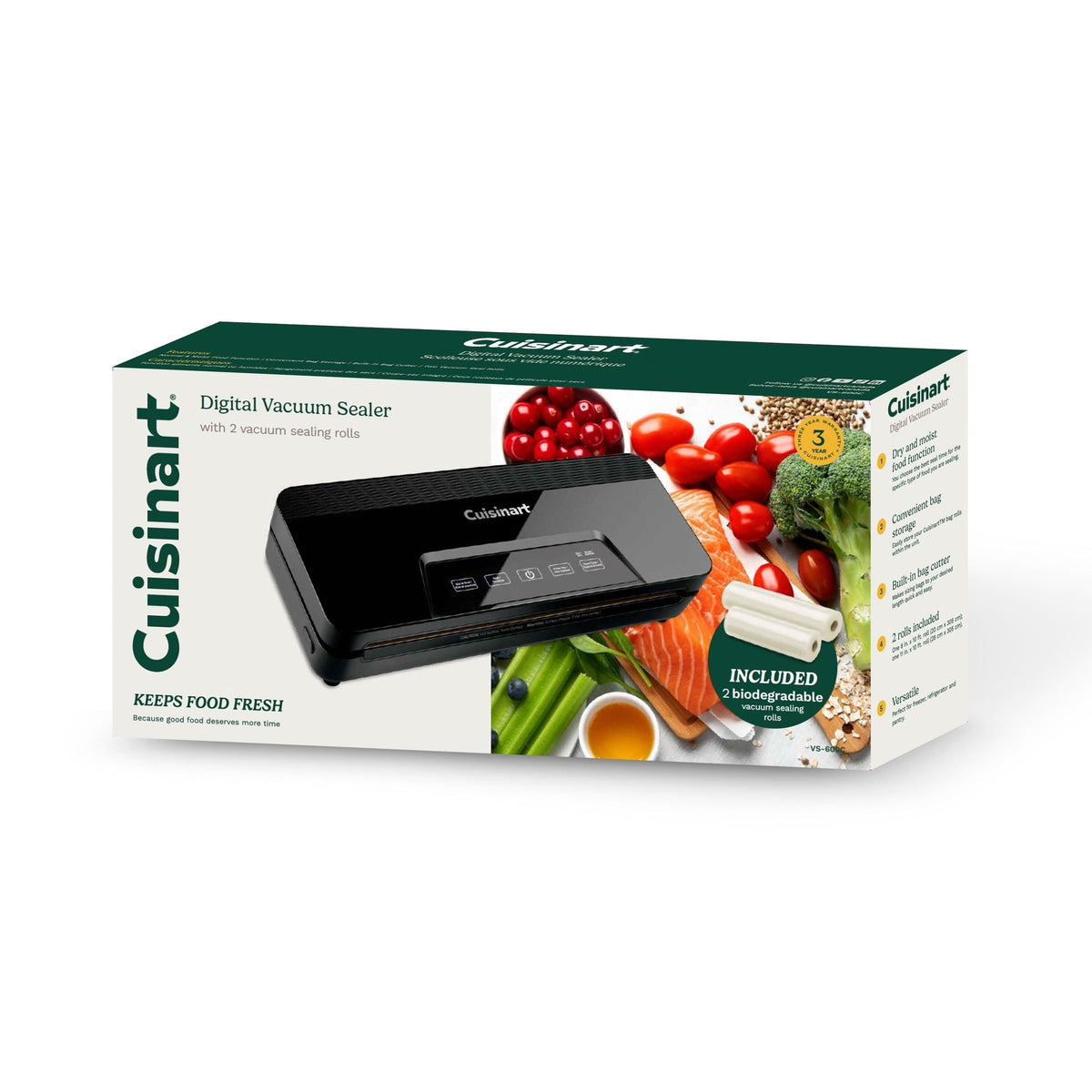 Cuisinart Digital Touch Screen Vacuum Sealer, with 2 Rolls