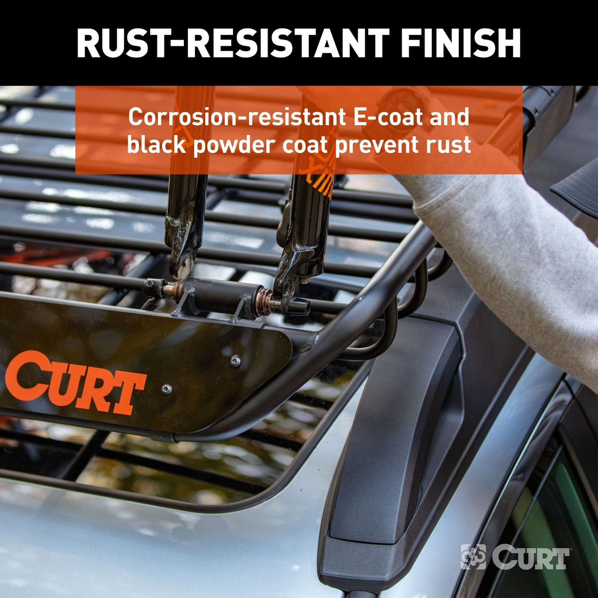 CURT 18124 Steel Roof Rack Cargo Basket/Carrier Extension, Black, 6-sq.ft