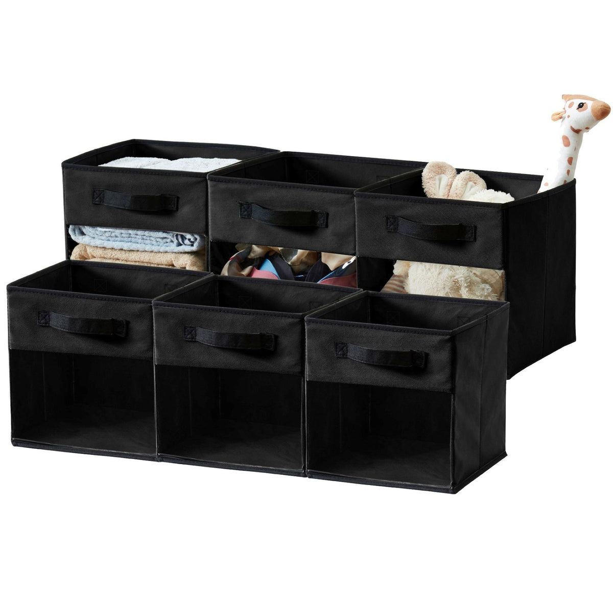 Decomomo Collapsible Transparent Front Cube, 11-in, 6-pk, Black