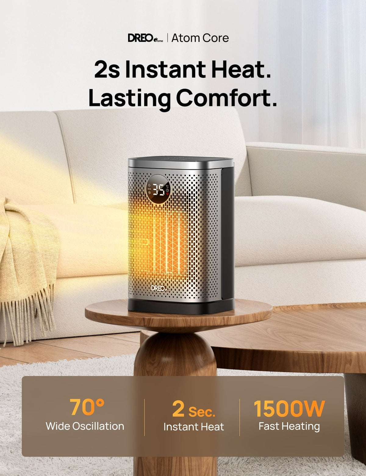 Dreo Home 1500W Portable Indoor PTC Ceramic Space Heater