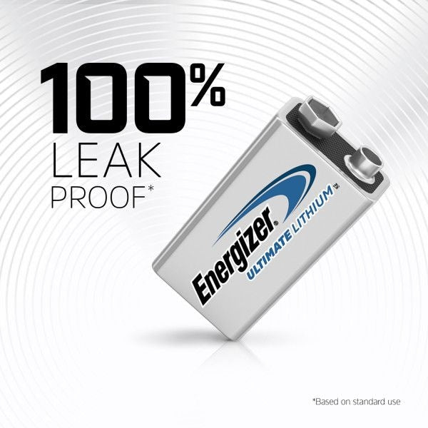 Energizer 2-pk 9V / 9 Volt Lithium Batteries, EZ Turn Lock, PowerSeal