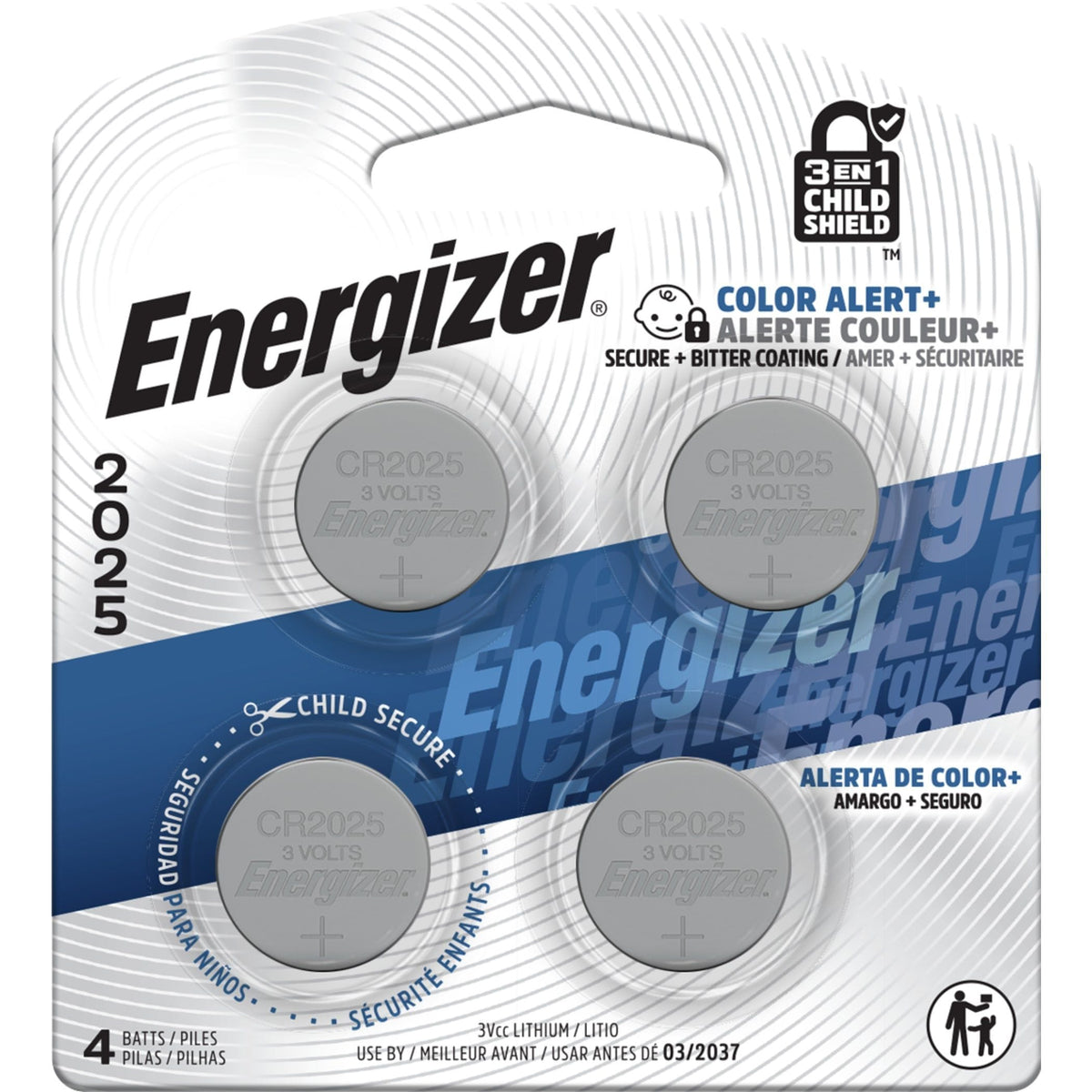 Energizer 2025 3V Lithium Coin Batteries, Long-Lasting, 4-pk