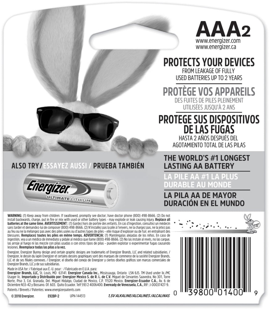 Energizer Max 2-pk AAA Alkaline Batteries, Long Lasting, All Purpose