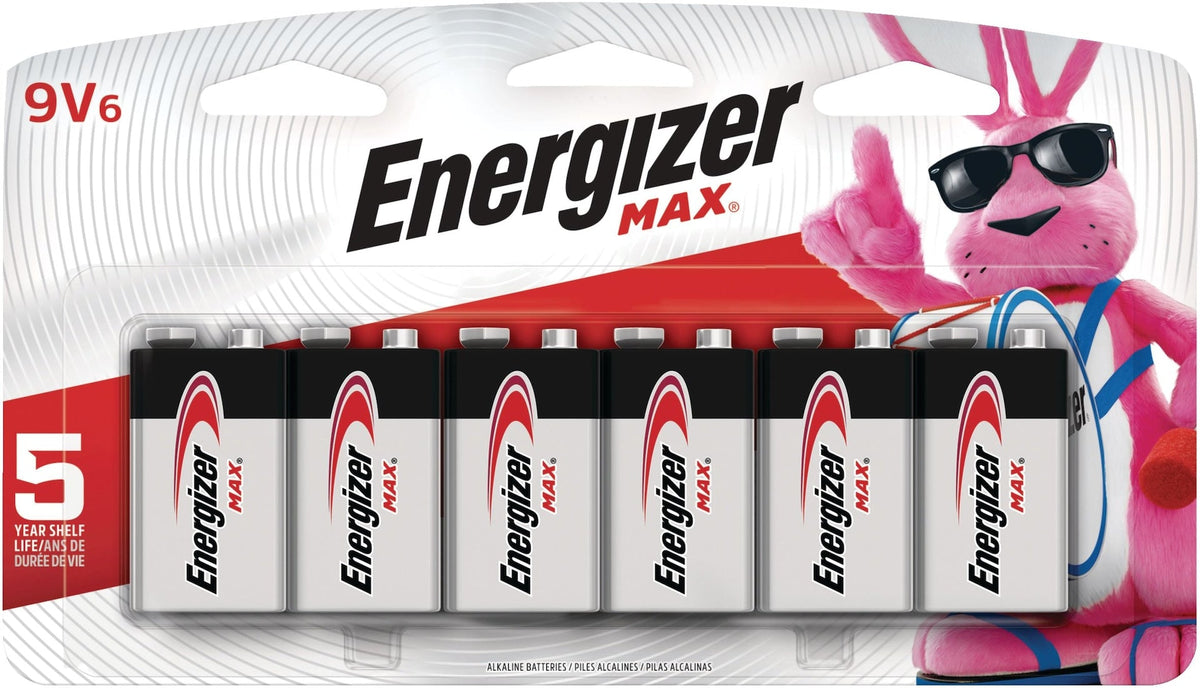 Energizer Max 6-pk 9V / 9 Volt Alkaline Batteries, Long Lasting, All Purpose