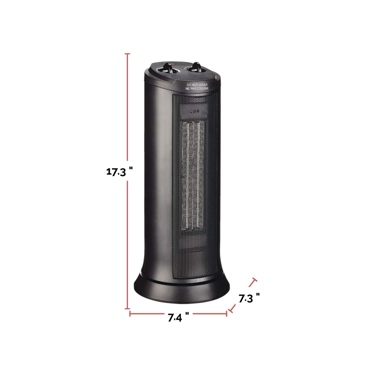 For Living Oscillating Tower Ceramic Space Heater withThermostat, 1500W, Black