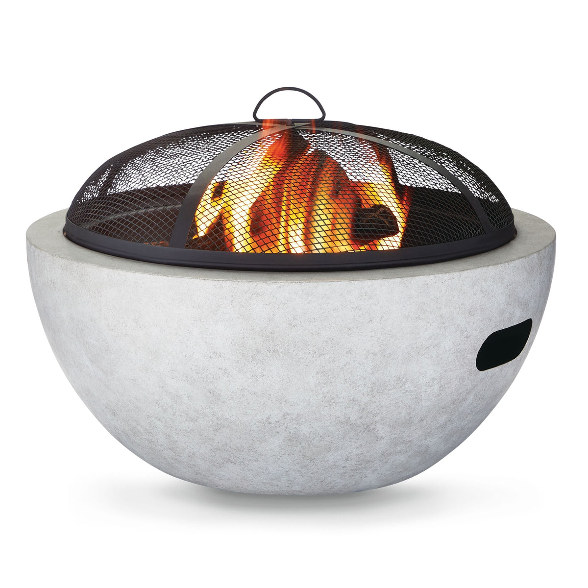 For Living Outdoor Round Steel Wood Burning Firepit with Spark Screen, 24-in