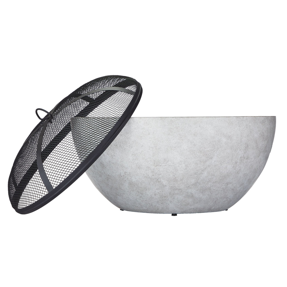 For Living Outdoor Round Steel Wood Burning Firepit with Spark Screen, 24-in