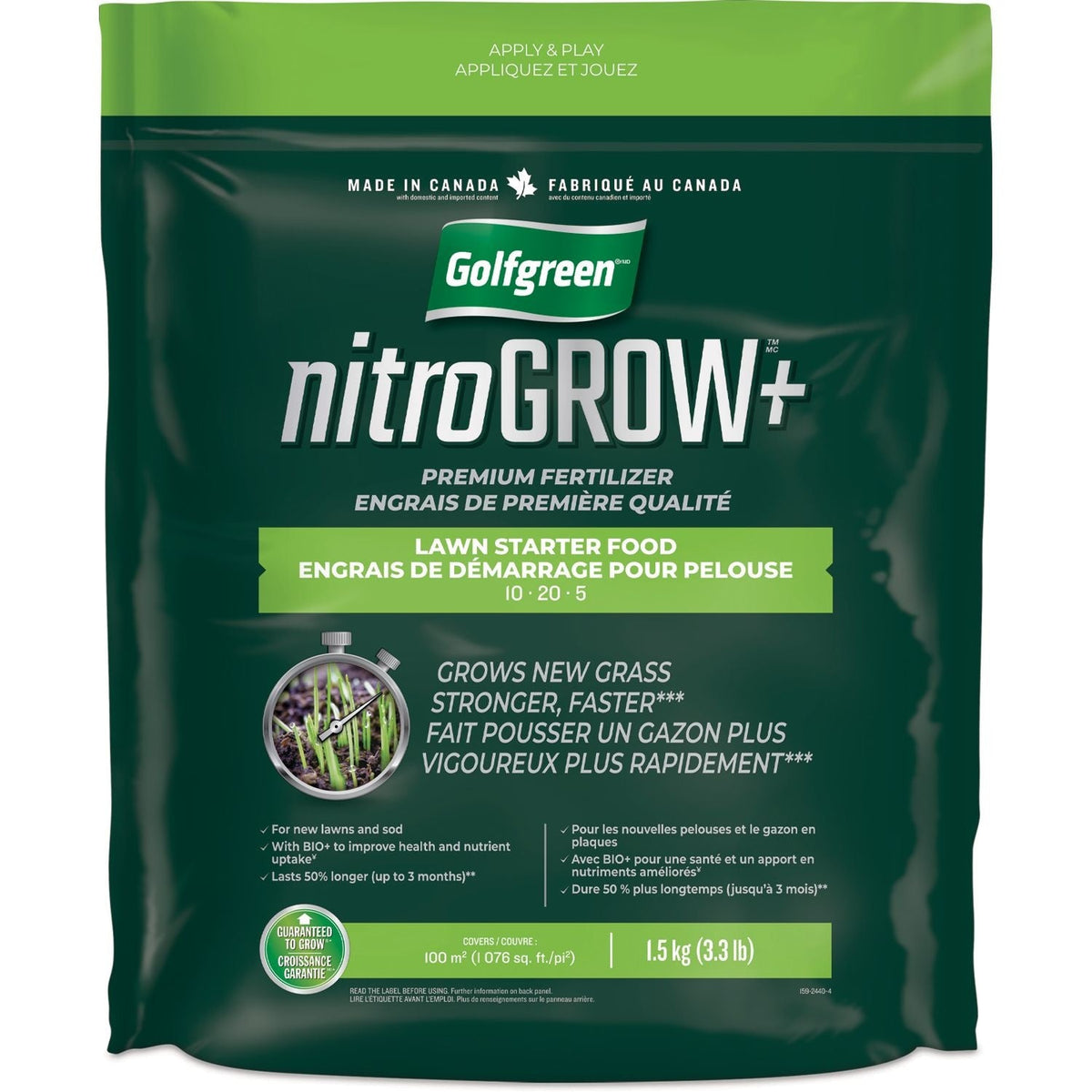 Golfgreen Nitrogrow+ Lawn Starter Premium Fertilizer,10-20-05, 1.5-kg