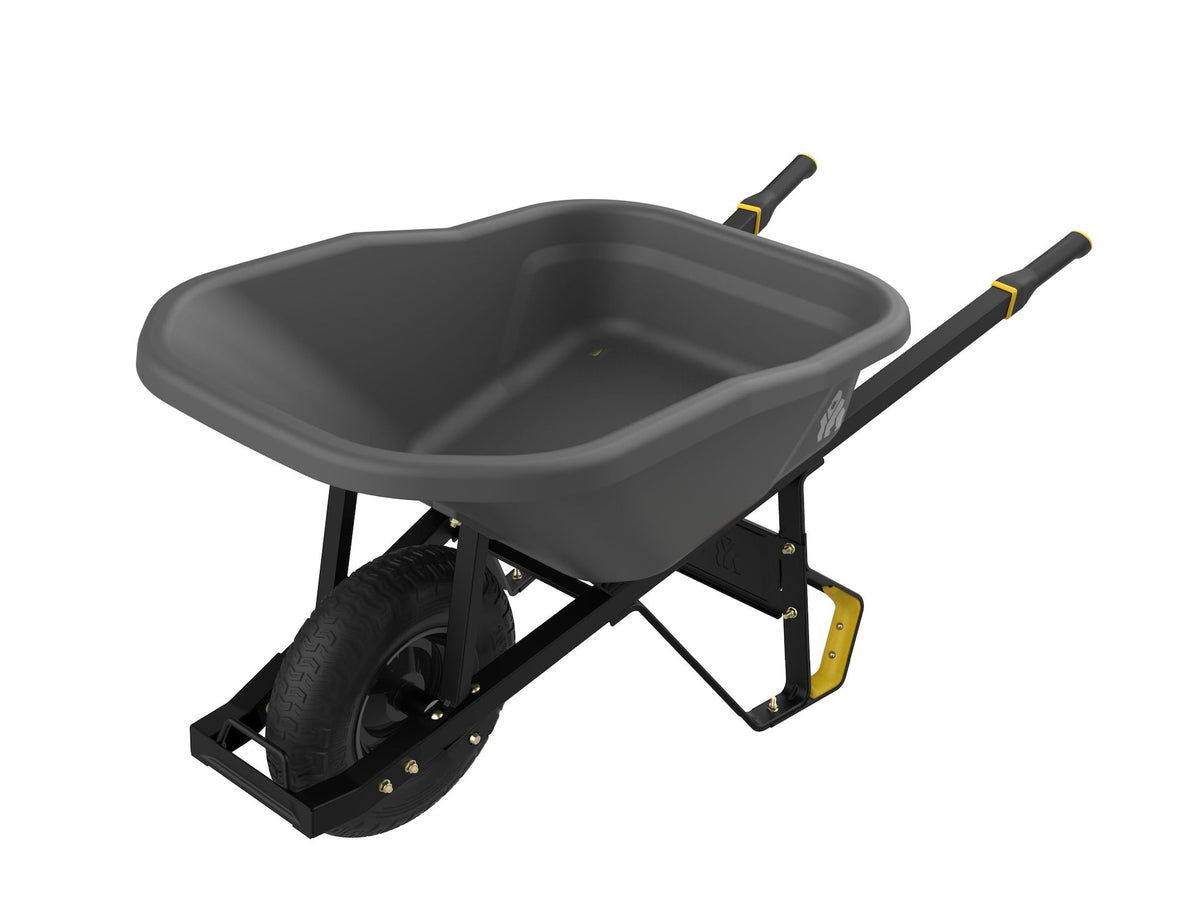 Gorilla Pro Grade Heavy Duty Poly Tub Wheelbarrow, Poly/Plastic Tray, 6-cu-ft