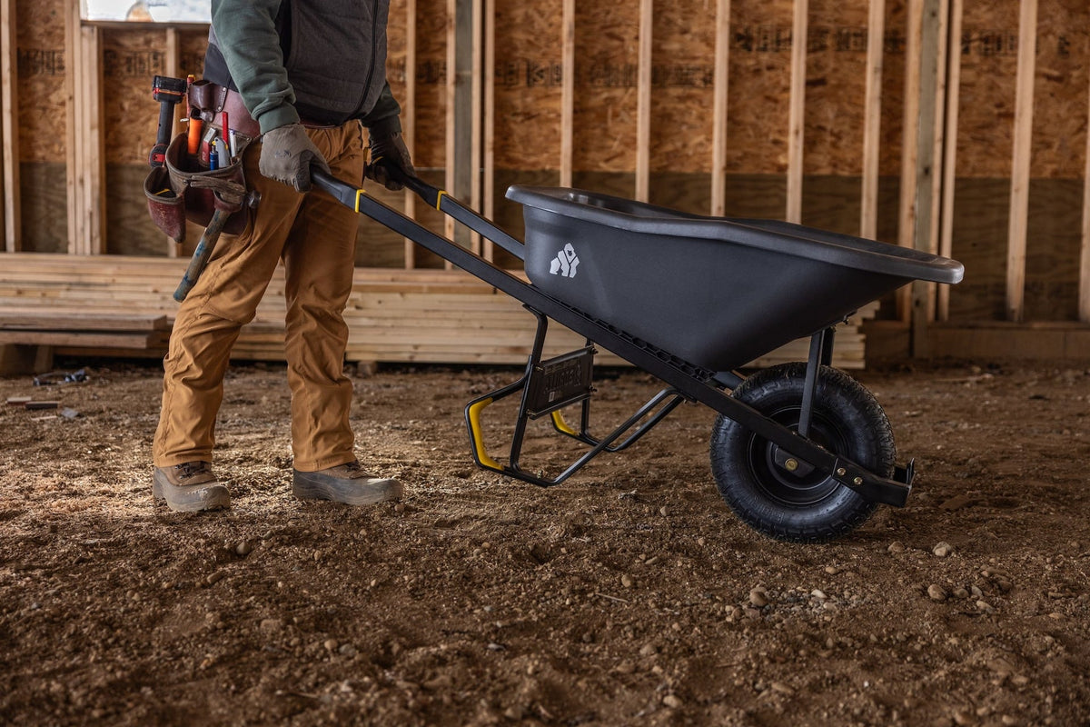 Gorilla Pro Grade Heavy Duty Poly Tub Wheelbarrow, Poly/Plastic Tray, 6-cu-ft