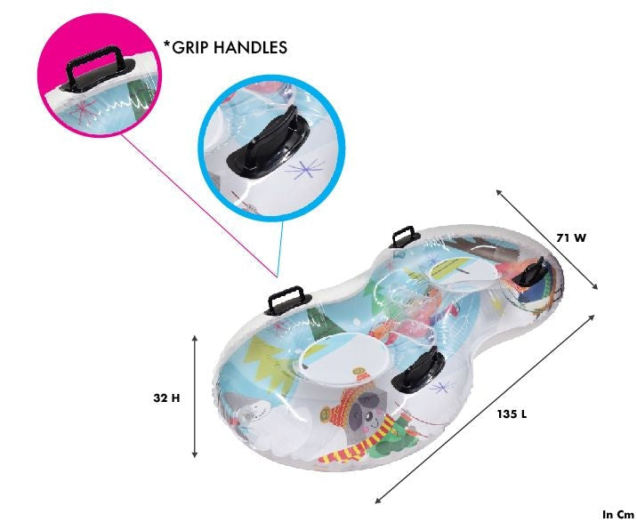 Gracious Living 2-Person Duo Inflatable Winter Snow Tube