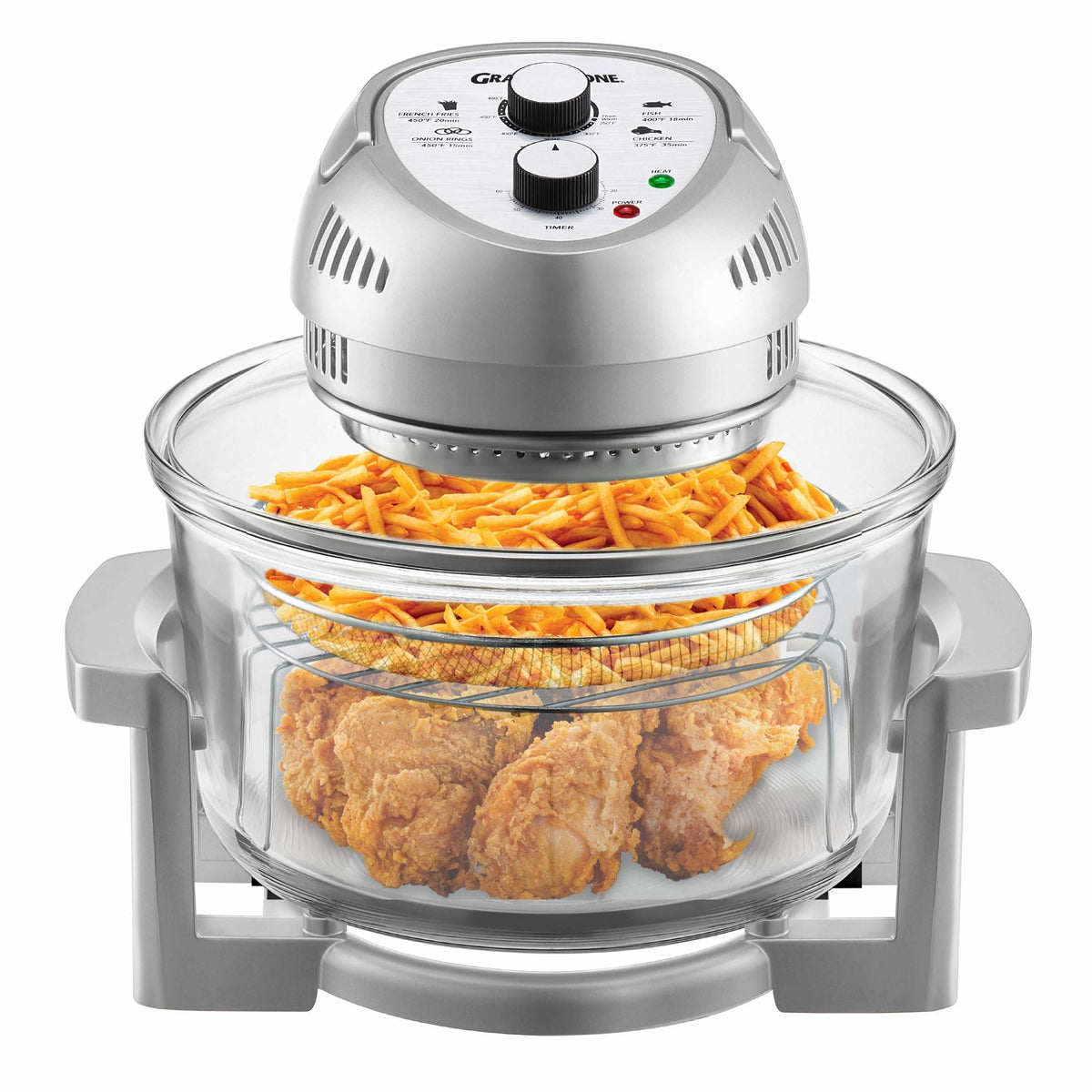Granitestone Glass Air Fryer, Silver