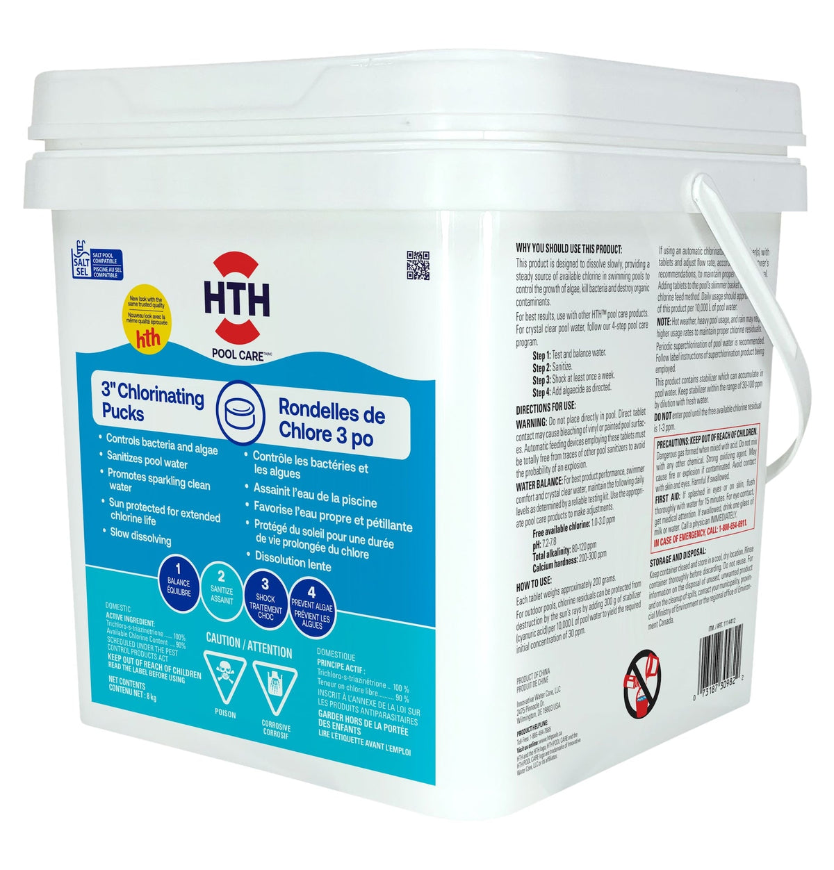 HTH Chlorinating Pucks, 3-in, 8-kg