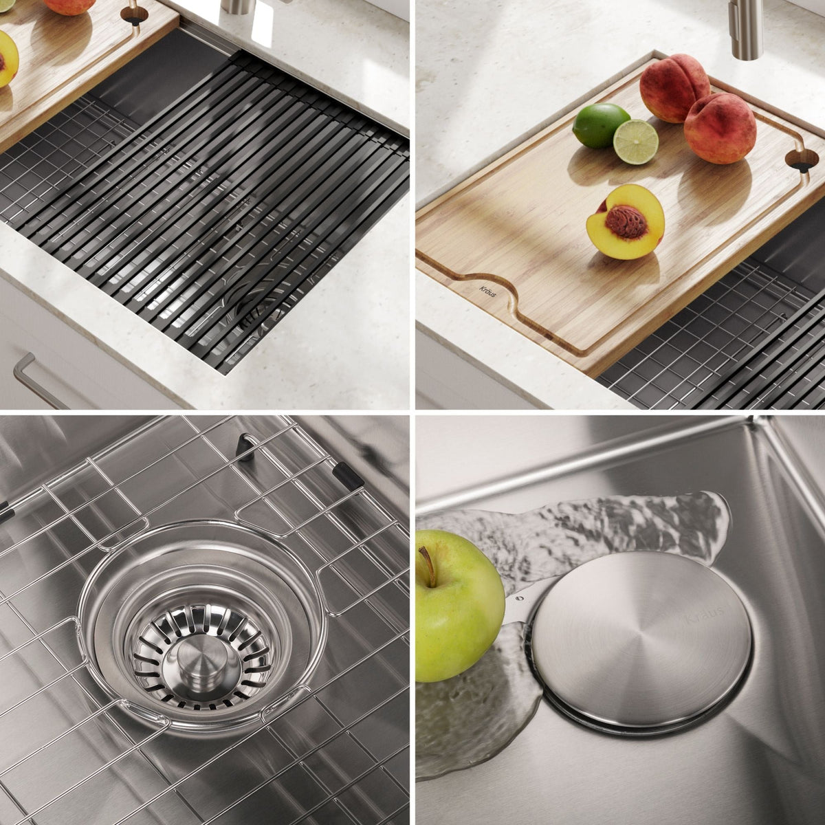 Kraus Kore Undermount Stainless Steel Single Bowl Kitchen Sink with Add-Ons, 27x19x11-in