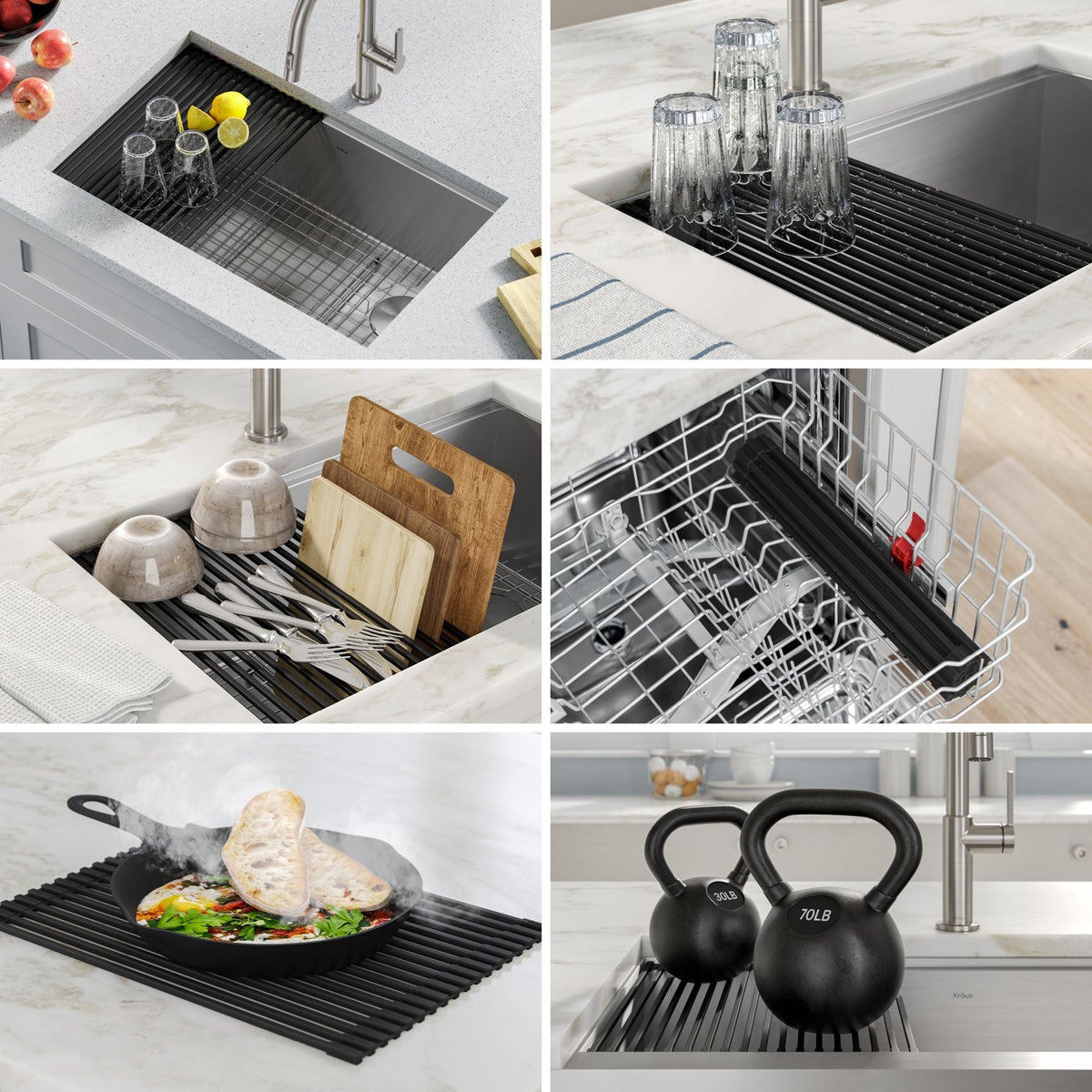 Kraus Kore Undermount Stainless Steel Single Bowl Kitchen Sink with Add-Ons, 27x19x11-in