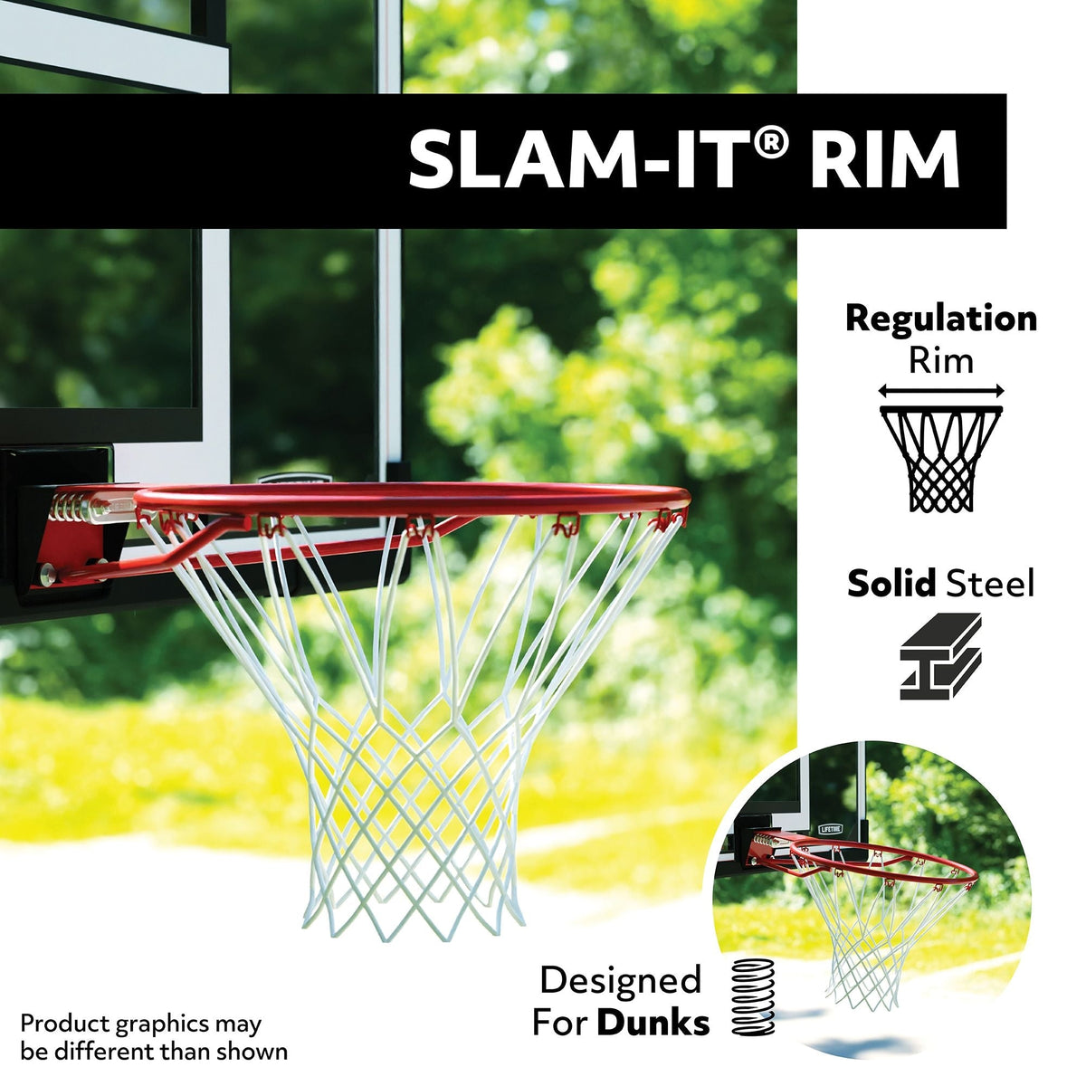 Lifetime Portable Adjustable Basketball Backboard, Hoop & Net System, 50-in