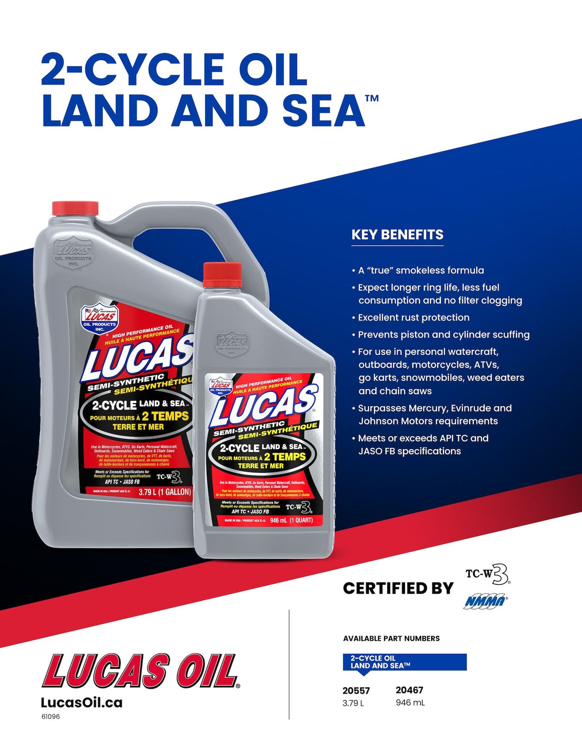 Lucas Oil 2-Stroke Semi-Synthetic Land & Sea Oil, 3.87-L