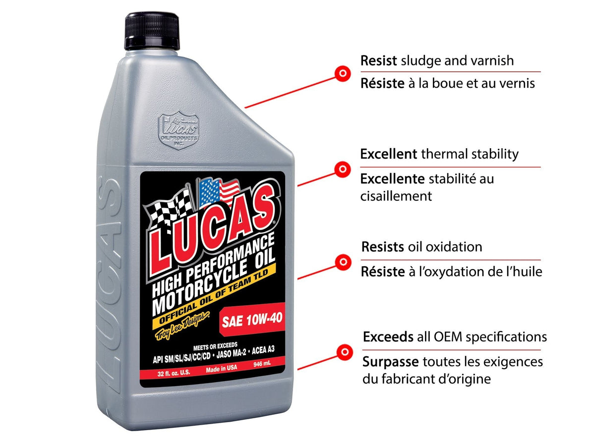 Lucas Oil High Performance Motorcycle Oil SAE, 946-mL