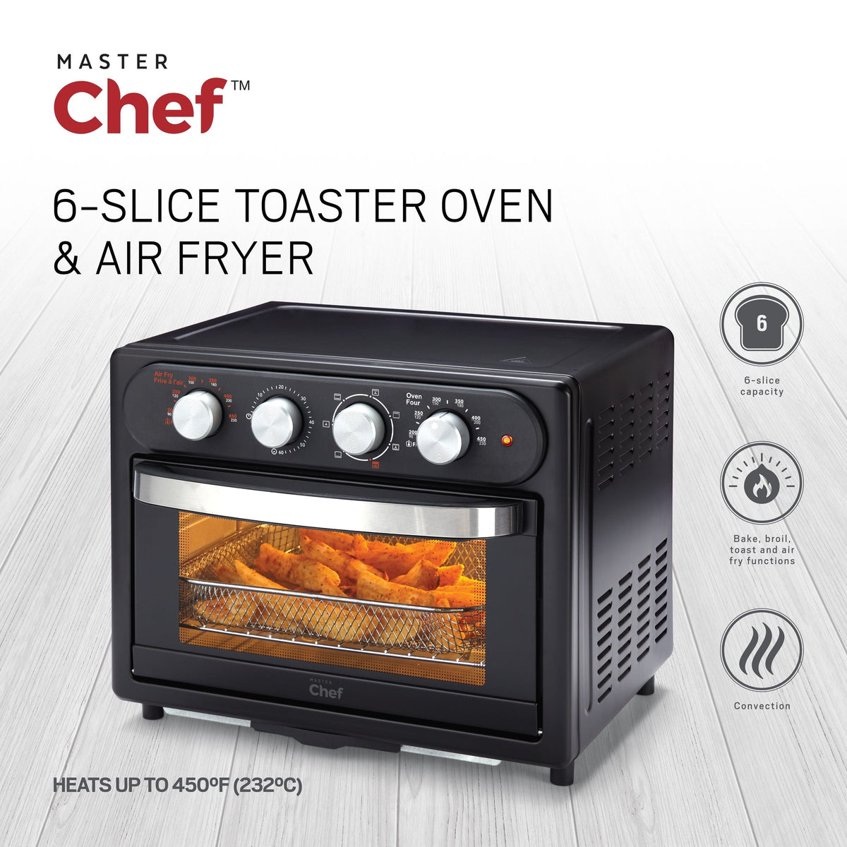 MASTER Chef AirFryer Toaster Oven with 5 Functions, Black