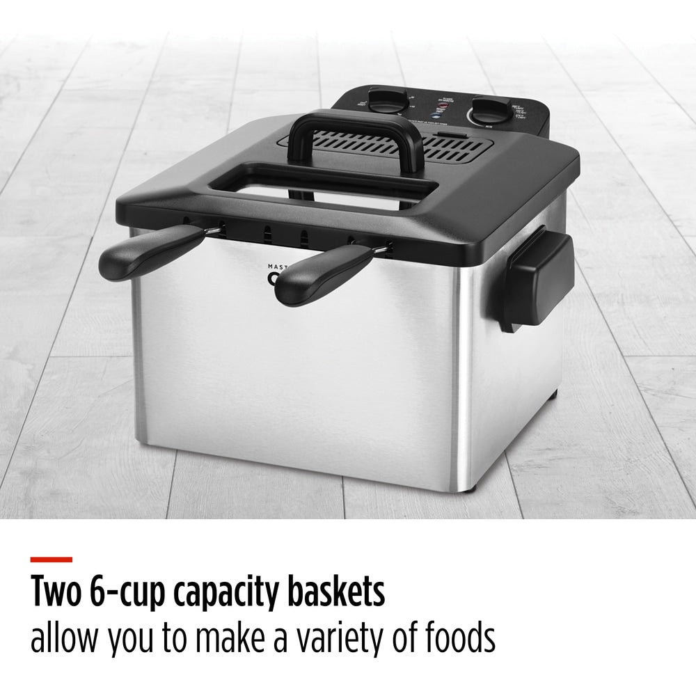 MASTER Chef Deep Fryer with 2 Basket Capacity, Stainless Steel, 4.5-L