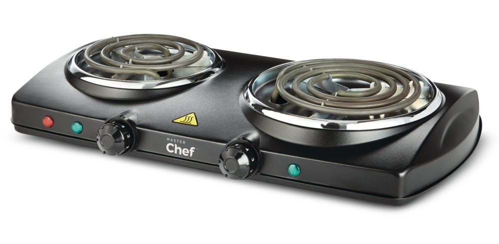 MASTER Chef Double Burner Hot Plate, Black, 1500W