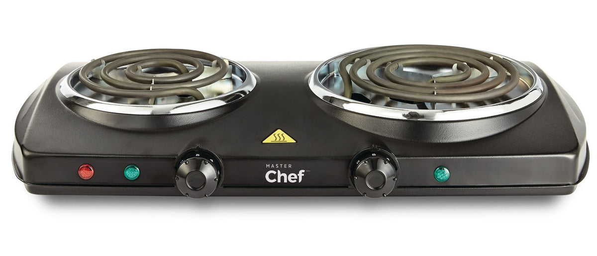 MASTER Chef Double Burner Hot Plate, Black, 1500W