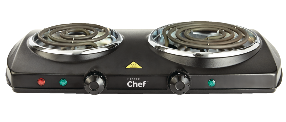 MASTER Chef Double Burner Hot Plate, Black, 1500W