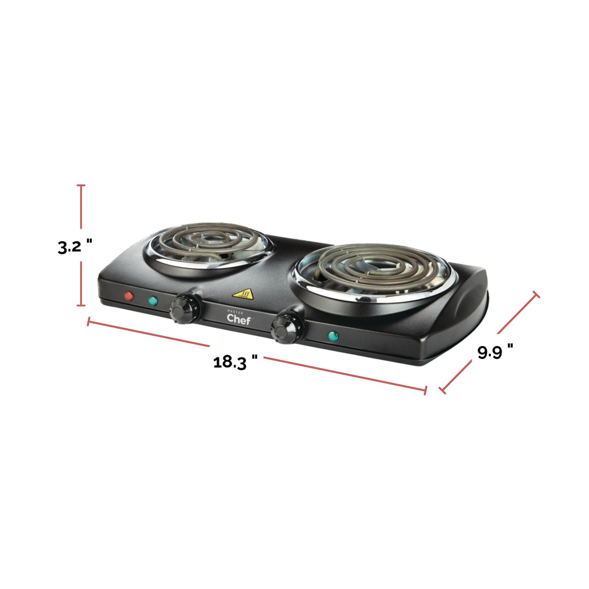 MASTER Chef Double Burner Hot Plate, Black, 1500W