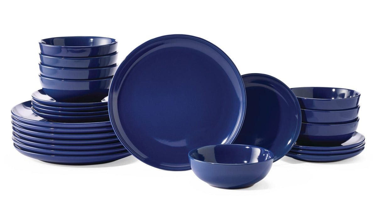 Master Chef Essential Coupe Stoneware Dinnerware Set, Serves 8, 24-pc, Sodalite Blue