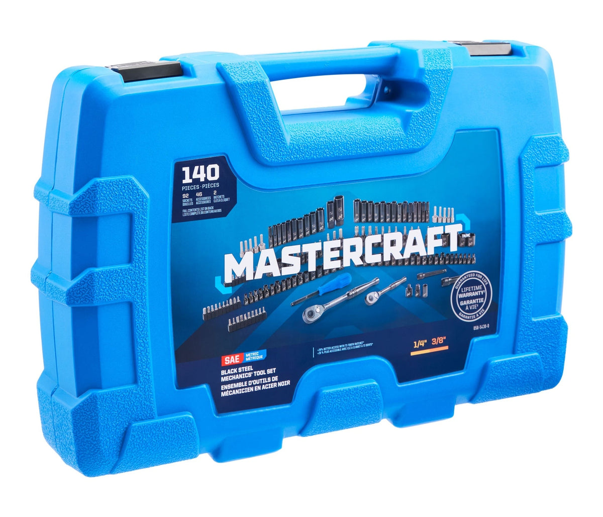 Mastercraft 140 Piece 1/4" and 3/8" Drive Black Socket Set
