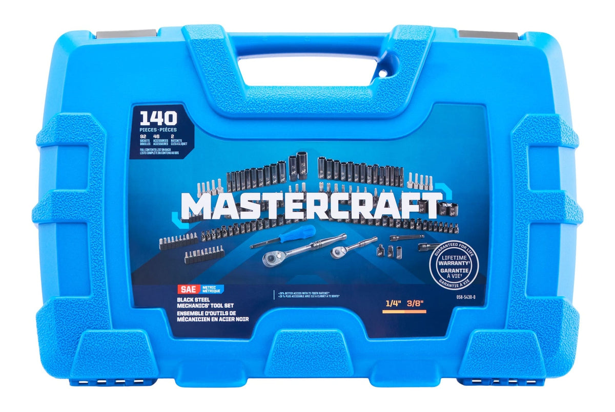Mastercraft 140 Piece 1/4" and 3/8" Drive Black Socket Set