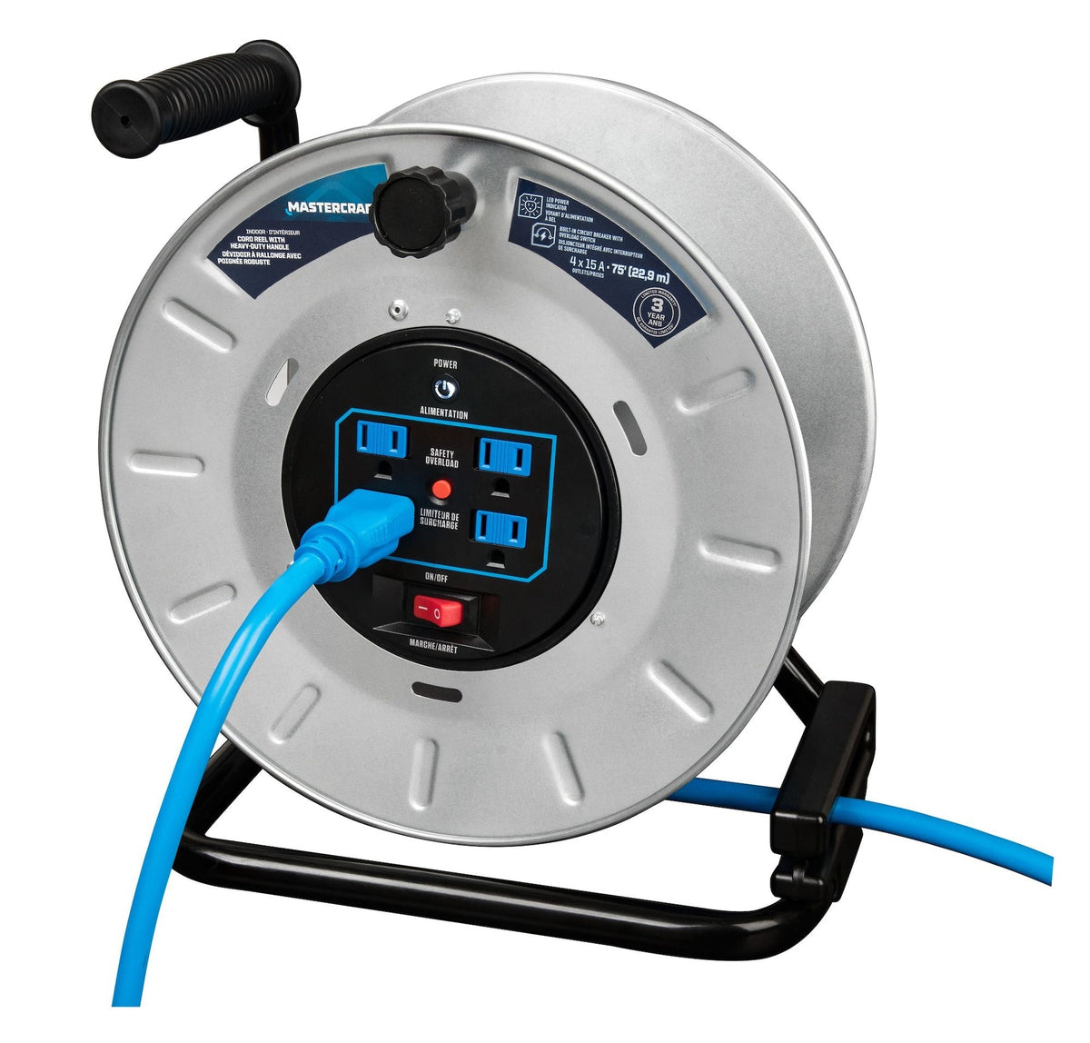Mastercraft 75-ft 15A Retractable Extension Cord Reel