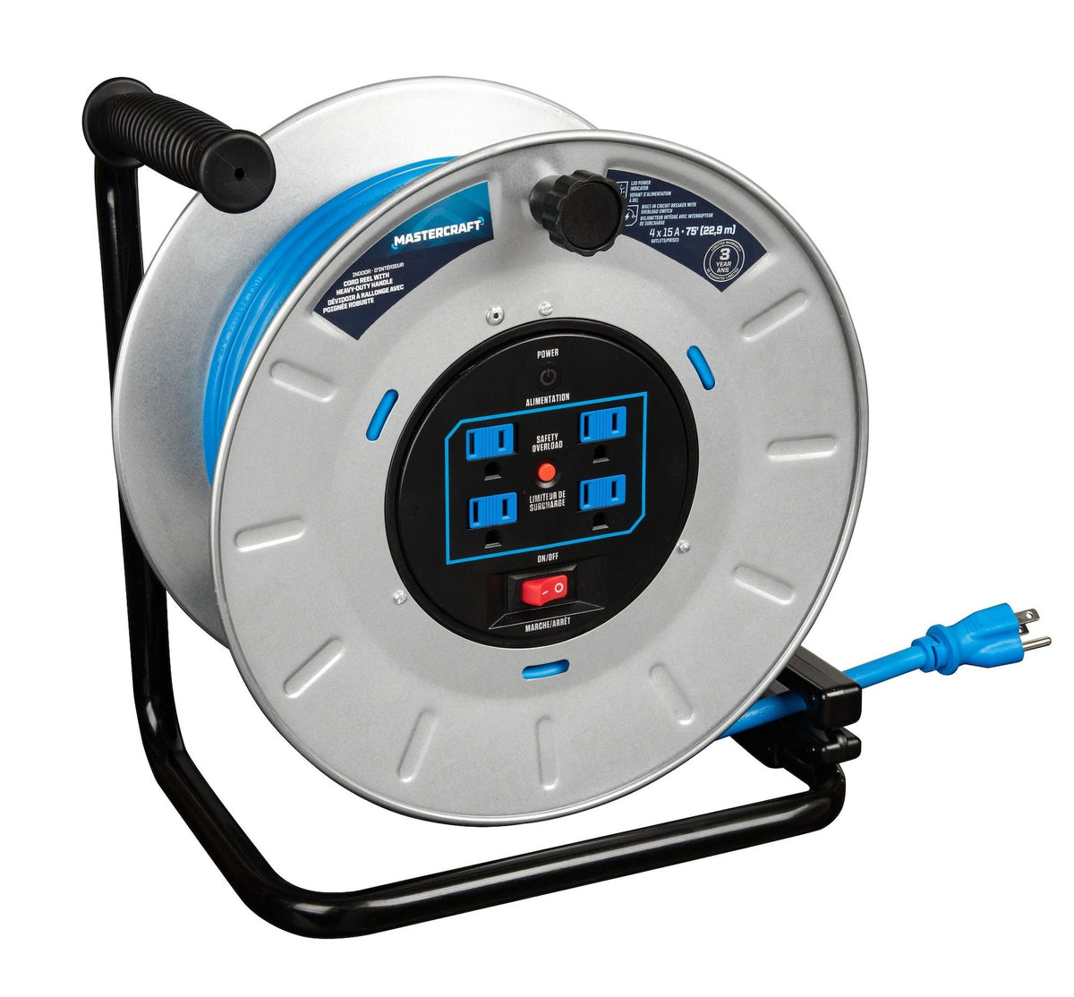 Mastercraft 75-ft 15A Retractable Extension Cord Reel