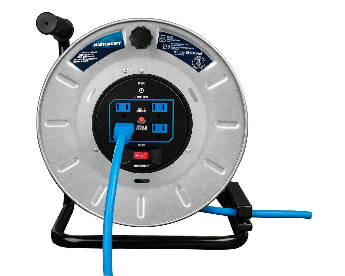 Mastercraft 75-ft 15A Retractable Extension Cord Reel