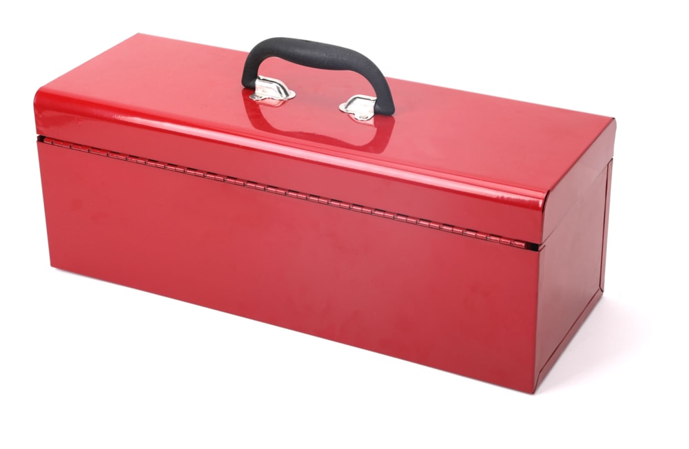 Mastercraft Portable Metal Hip Roof Tool Box with Removable Tray, 19-in, Red