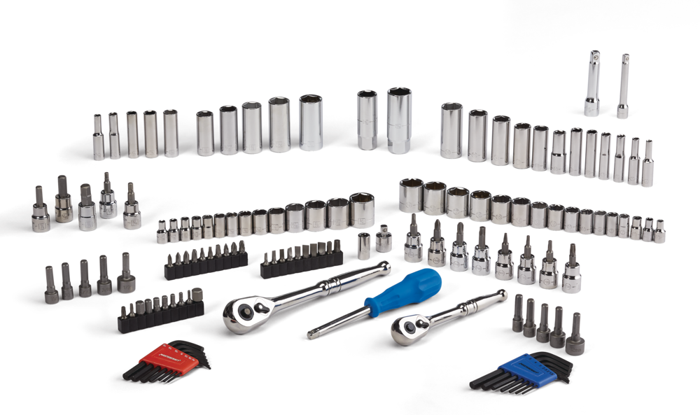 Mastercraft Socket Set, 128-pc, SAE / Metric, CRV, Nickel-Chrome Plating