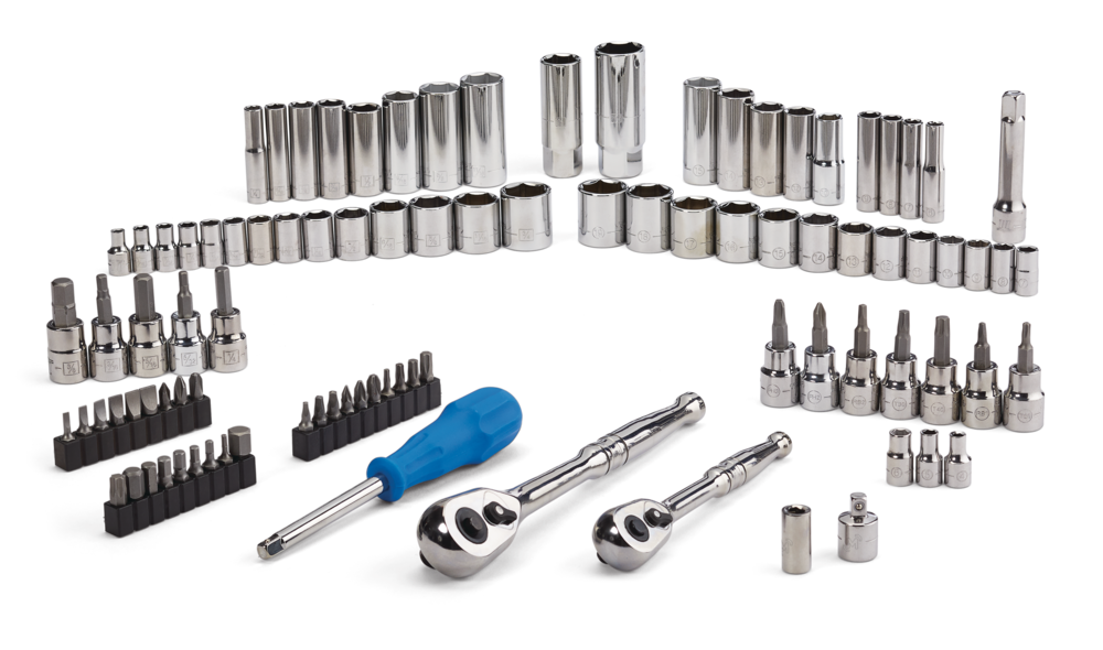 Mastercraft Socket Set, 95-pc, SAE / Metric, CRV, Nickel-Chrome Plating
