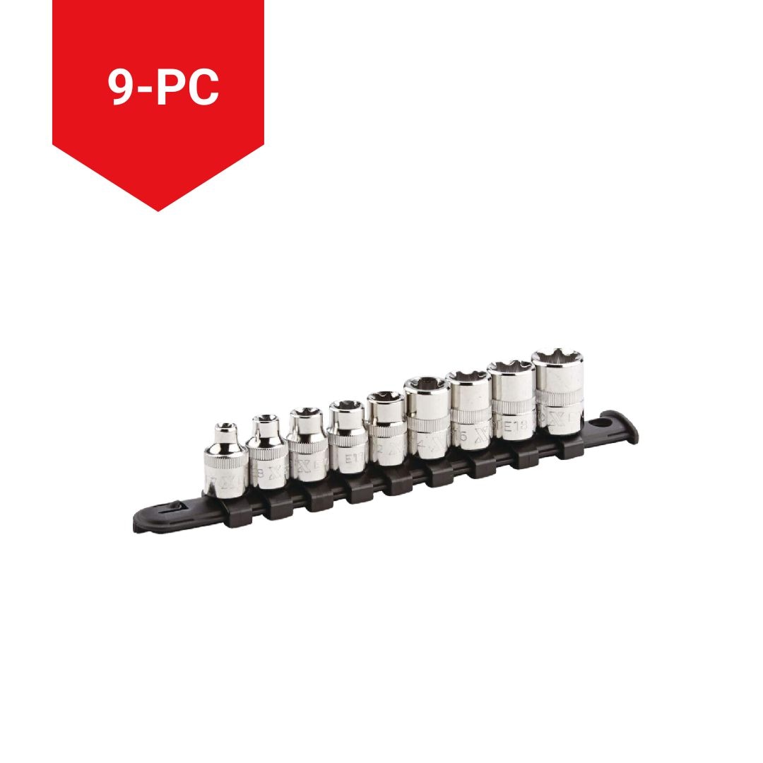 MAXIMUM E-Torx Bit Socket Set, Chrome-Plated, 9-pc
