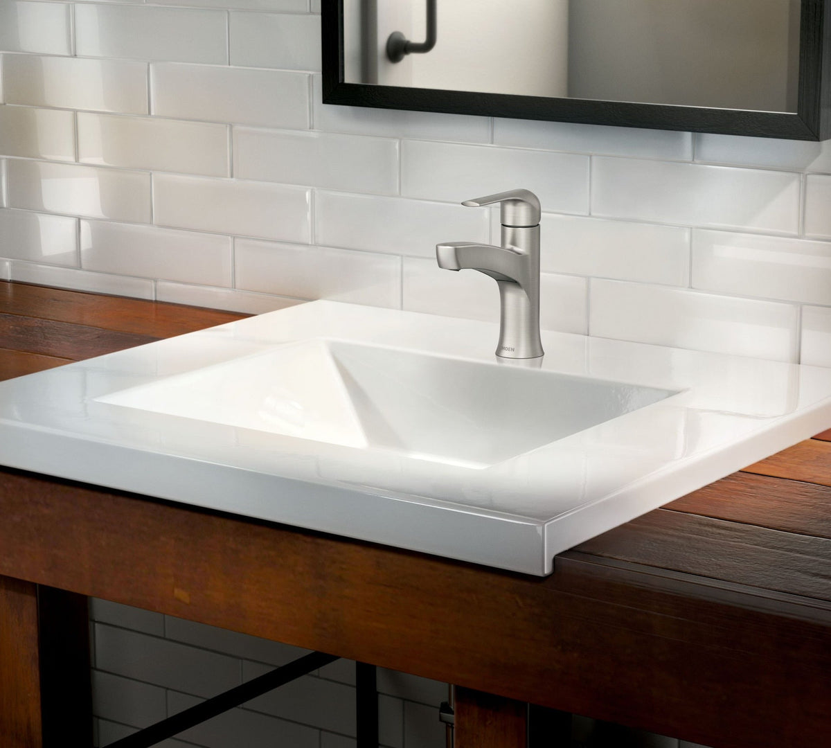 Moen Tilson Single-Handle Brushed Nickel Bathroom Lavatory/Bathroom Sink Faucet with Spot Resist