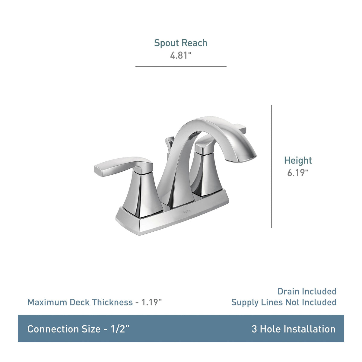 Moen Voss Double Handle 4-in Centerset Bathroom Sink Faucet, WaterSense Certified, Brushed Gold