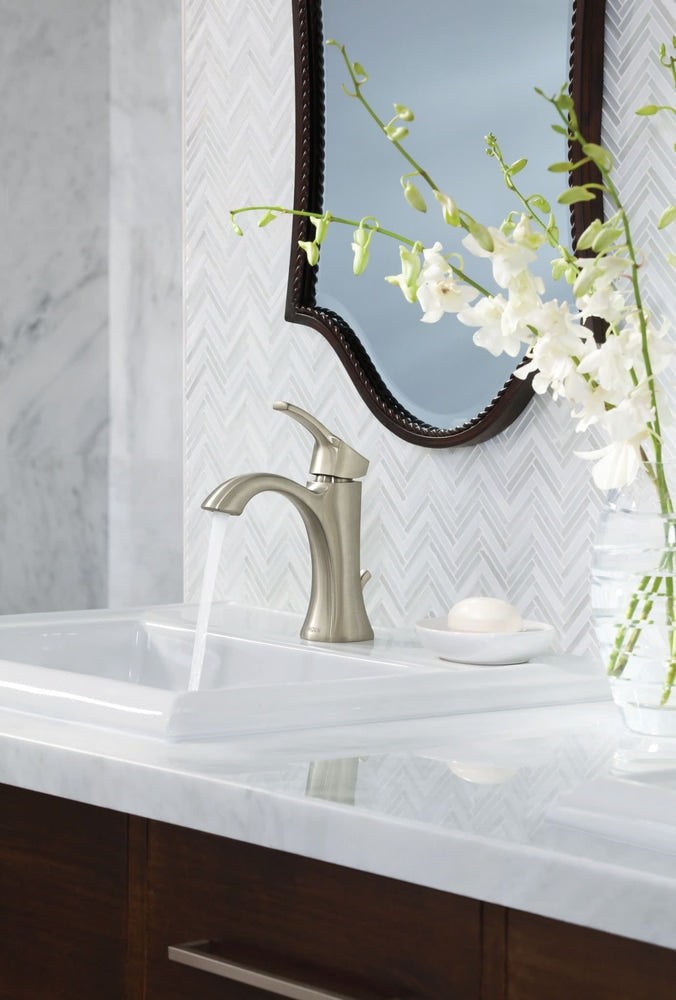 Moen Voss Single Handle High Arc Single Hole Bathroom Sink Faucet, Brushed Nickel