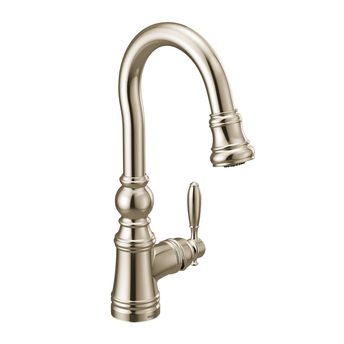 Moen Weymouth Single Handle High Arc Pull Down Sprayer Kitchen Faucet with Power Clean, Polished Nickel